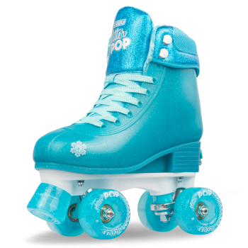 CRAZY Glitter Teal POP Adjustable Size J12-2 OR 3-6 Roller Skates
